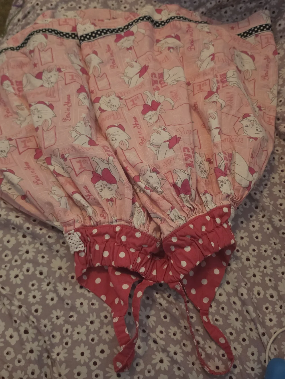 Disney Pink & White Cat Print Skirt with Polka Dot Waist